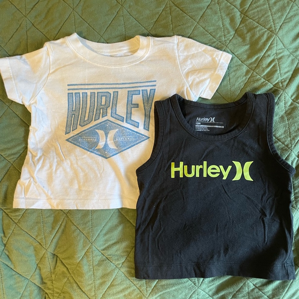 Toddler Boys Hurley shirts size 12mo- 2 shirt bundle